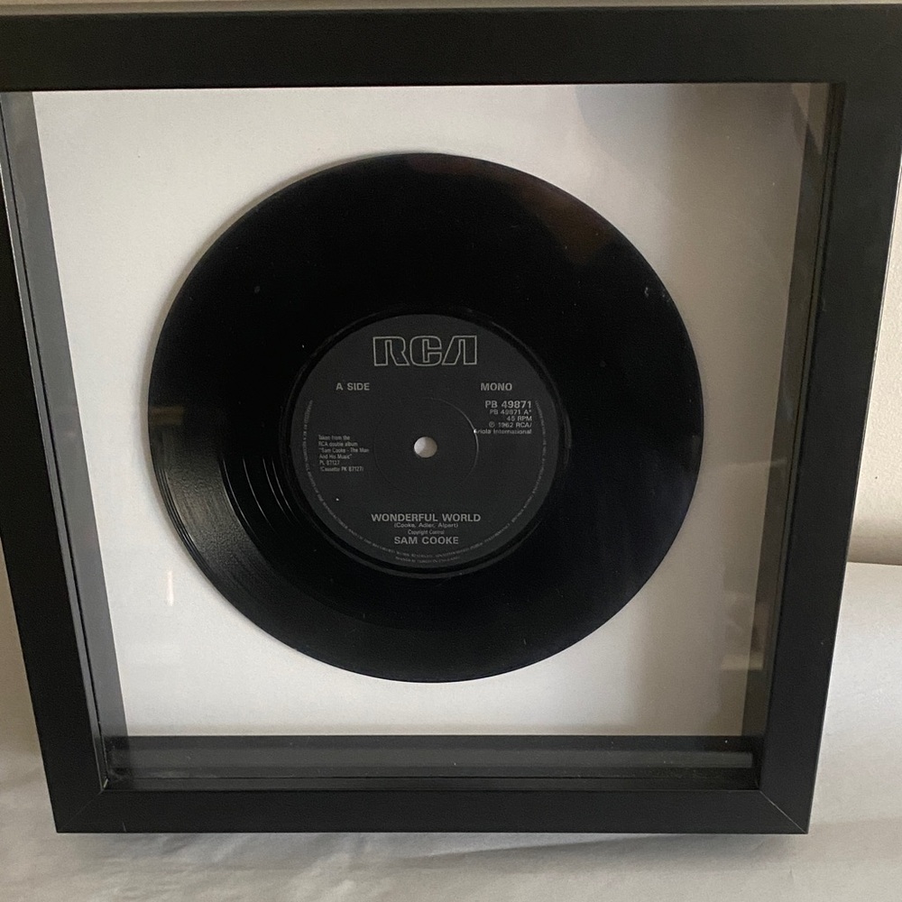 Sam Cooke "Wonderful World" 1962 Framed 7" Vinyl Record 45 Mint